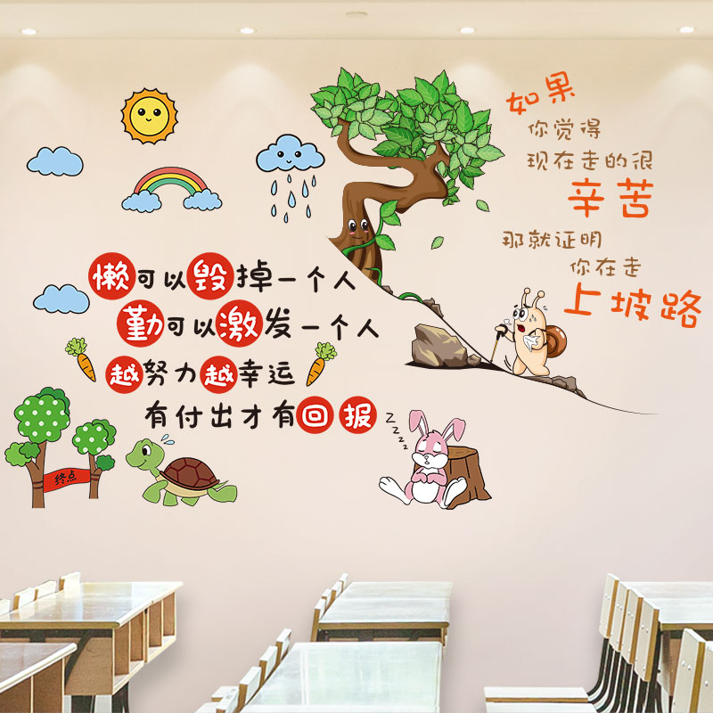 Class culture wall layout inspirational learning stickers primary school classroom decoration stickers children's room desk wall stickers
