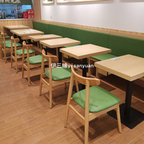 Nordic Net red milk tea shop table and chair combination hamburger snack dessert hot pot fast food restaurant Wall deck sofa chair