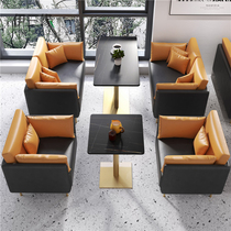 Cafe dessert shop sofa table and chair combination milk tea shop rest area simple Leisure Book Bar double sofa deck