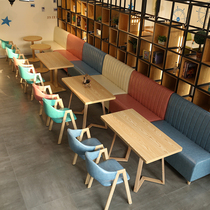 Milk tea shop card seat Table and chair combination Cafe Dessert shop Cold drink shop Casual Western restaurant Wall card seat sofa