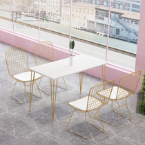 Milk tea shop table and chair restaurant furniture snack dessert shop chair cold drink Burger fast food restaurant coffee shop table and chair combination