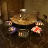 Hotel table and chair Barbecue hot pot shop Hotel Retro theme Western restaurant Bar table and chair Large round table Table and chair combination