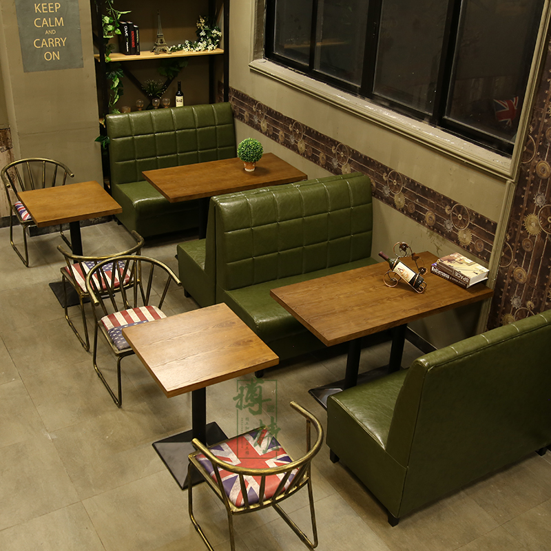 Retro West Restaurant Sofa Seat Coffee Hall Sofa Table And Chairs Milk Tea Shop Sweet Shop Sofa Table And Chairs Combination