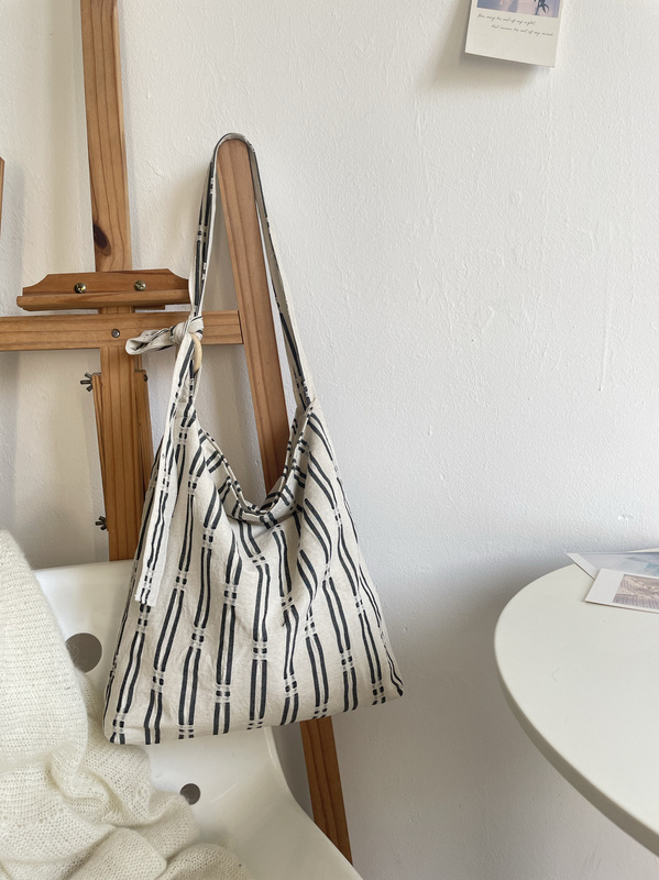 Summer and Autumn New Style Artistic Striped Cotton and Linen Single-Shoulder Crossbody Bag, Adjustable Women's Bag, Forest Style Versatile Cloth Bag, School Bag Summer and Autumn New Style Artistic Striped Cotton and Linen Single-Shoulder Crossbody Bag, Adjustable Women's Bag, Forest Style Versatile Cloth Bag, School Bag