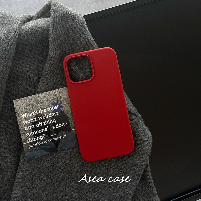 Asea Niche ins New Year Red Phone Case Suitable for Apple 17 Pro Max New Model iPhone 14 Women's 13 New Year 12 Simple 11 Full Coverage 16 Anti-Drop 15 Protective Case Liquid Silicone Retro