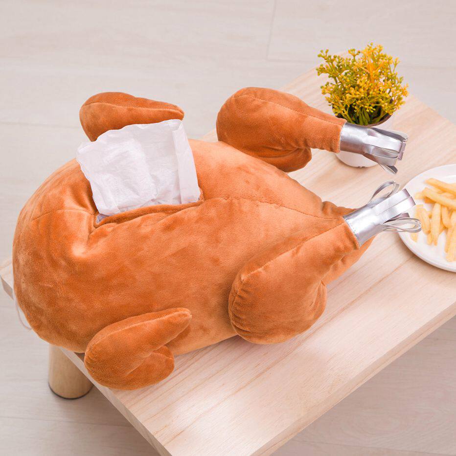 Funny creative roast chicken Turkey plush removable toilet paper set Home car living room dining room tissue box cartoon toilet paper box