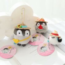 Straw Hat Penguin Paparazzi Key Buttons Teenage Girl Hearts Cute Car Pendants Plush and Bag Hang Accessories Small Gifts