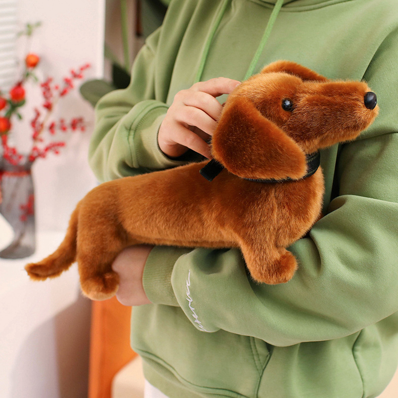 Simulated Dachshund Plush Toy Cute Dog Doll Cartoon Puppy Plushie Children's Companion Gift
