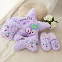 Purple Elegant Rabbit Pentagram With Ram Back Cushion Purple Rabbit Conjoined Cushion Plush Cartoon Leaning Cushion Seat Cushion