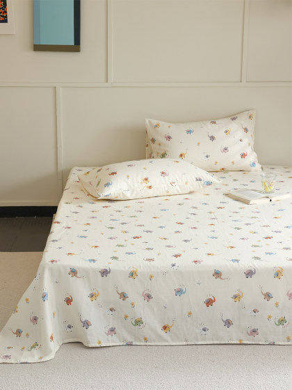 A类全棉双层纱床单单件 透气裸睡卡通纯棉纱布被单双人100棉床笠