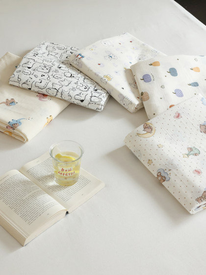 A类全棉双层纱床单单件 透气裸睡卡通纯棉纱布被单双人100棉床笠