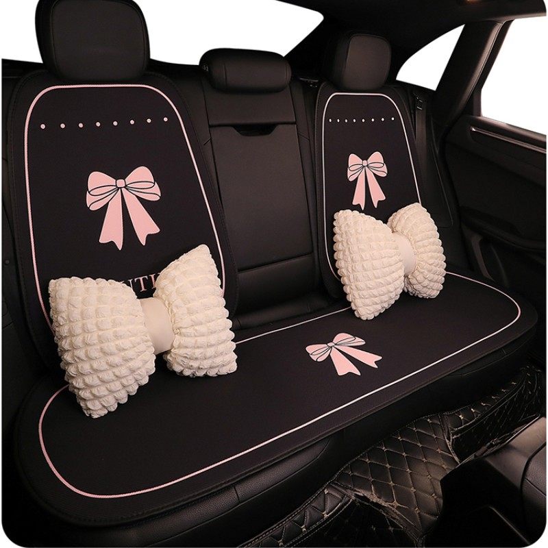 Net red car cushion Four Seasons Universal seat cover Semi-covered seat Cushion SUV Winter Cute Goddess-Taobao