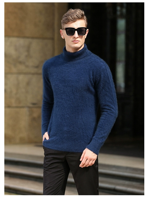 Áo len cashmere nam tinh khiết cashmere mùa thu và mùa đông cao cổ áo len cashmere nam chạm đáy áo len kích thước lớn áo len nam cao lật