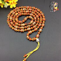  Boutique same material Xuanhua Shanggu Warring States red agate wrapped silk 108 Buddha beads barrel round beads necklace bracelet