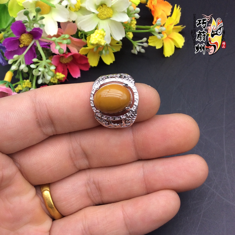 Pure natural fine warfare country Red Manau 925 silver inlaid ring Fashion popular male and female Ornament Size Adjustable