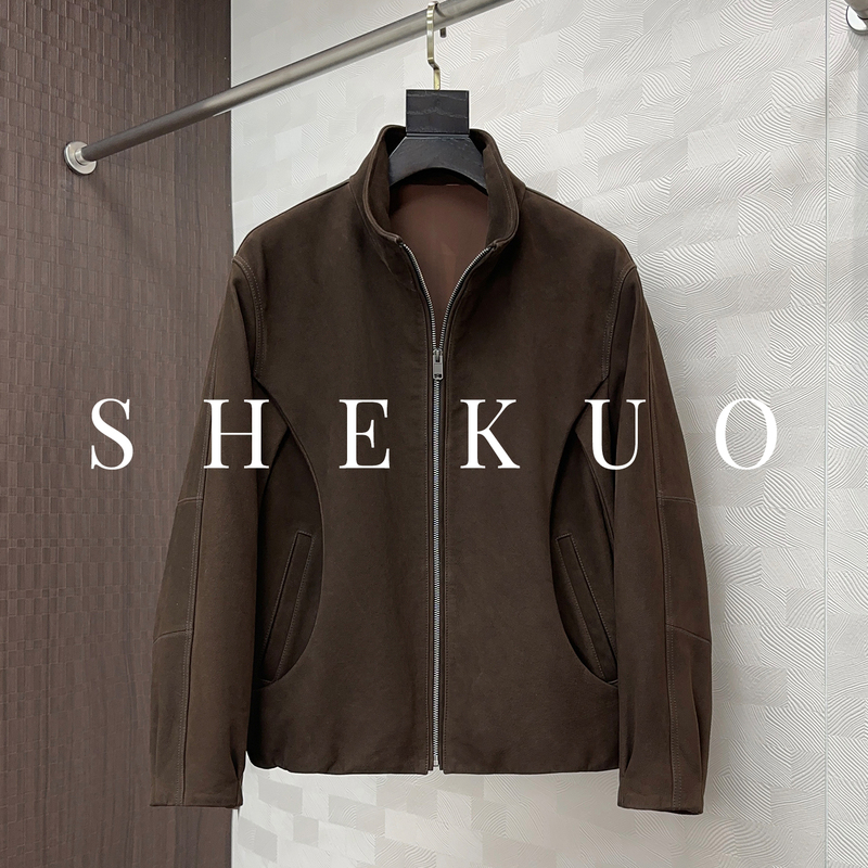 Shekuo/Shekuo Light Luxury Old Money Style Genuine Leather Jacket Men's Calfskin Jacket Casual Short Genuine Leather Coat Shekuo/Shekuo Light Luxury Old Money Style Genuine Leather Jacket Men's Calfskin Jacket Casual Short Genuine Leather Coat