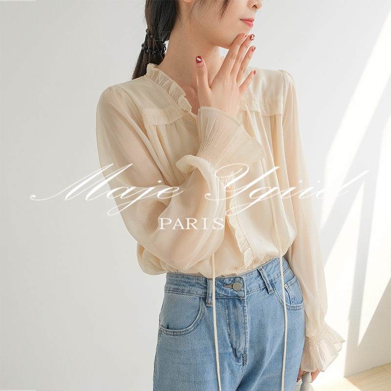 MAJE YGIID Spring summer shirt, advanced flashlight, french style, sun protection, bright catchy style, high-quality style MAJE YGIID Spring summer shirt, advanced flashlight, french style, sun protection, bright catchy style, high-quality style