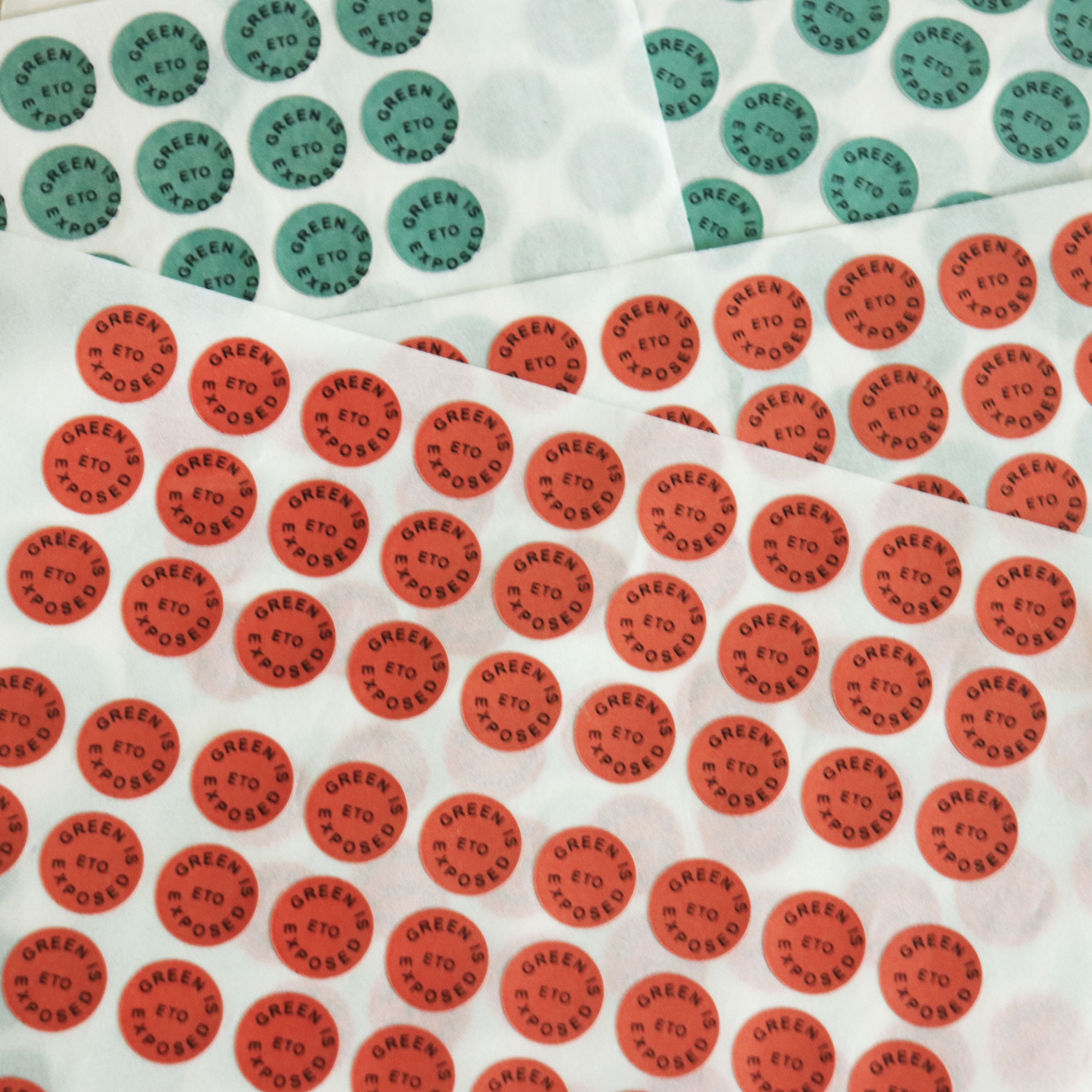 Ethylene Oxide Sterilization Indication Label Mark Diameter 8mm Orange to turn green