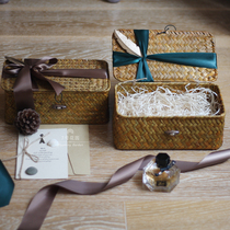 Tanabata Valentines Day gift box Rattan woven empty gift box Wedding exquisite packaging gift box ins Bridesmaid gift box