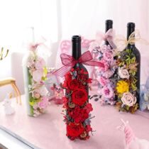 Imported immortal flower rose creative red wine bottle gift box Home decoration decoration Valentines Day gift to girlfriend SF