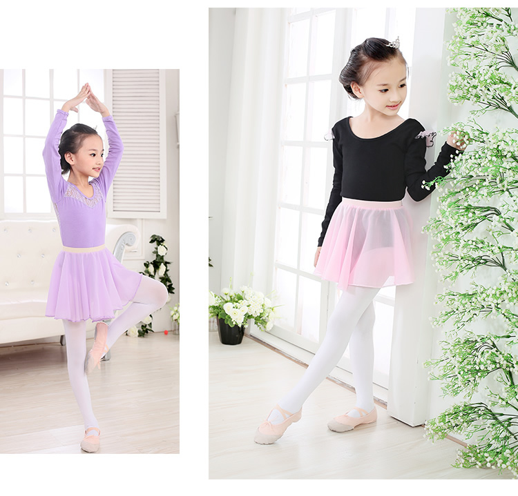 Khiêu vũ trẻ em đầm voan trang phục mùa thu cô gái múa ba lê tập thể dục quần áo hiệu suất tạp dề nhảy váy quần áo trẻ em