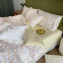 All season style All cotton four sets 40 Pure Cotton Fresh Flowers Lovely Bed Linen