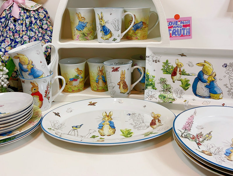 () Export Surplus Cartoon Peter Rabbit Rabbit Gold-Trimmed Ceramic Plate Bowl Dish Cup Dessert Snack Flat Plate