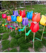 Tulip wind turn simulation flower ground three-dimensional flower windmill real estate advertising Park indoor and outdoor decoration