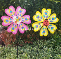 Hot sale single-layer peacock feather windmill multi-pattern rotating windmill toy plastic windmill