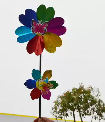Upper and lower sequin windmill Colorful cartoon sequin windmill Laser windmill Children's windmill Transport windmill