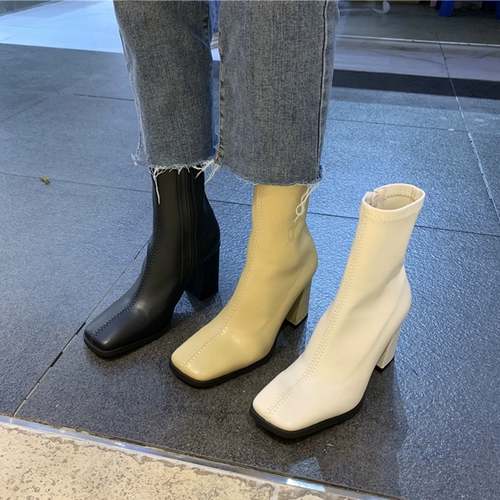 Martens, осенние профессиональные элегантные короткие сапоги с квадратным носком на каблуке, подходят для весны и осени, коллекция 2022