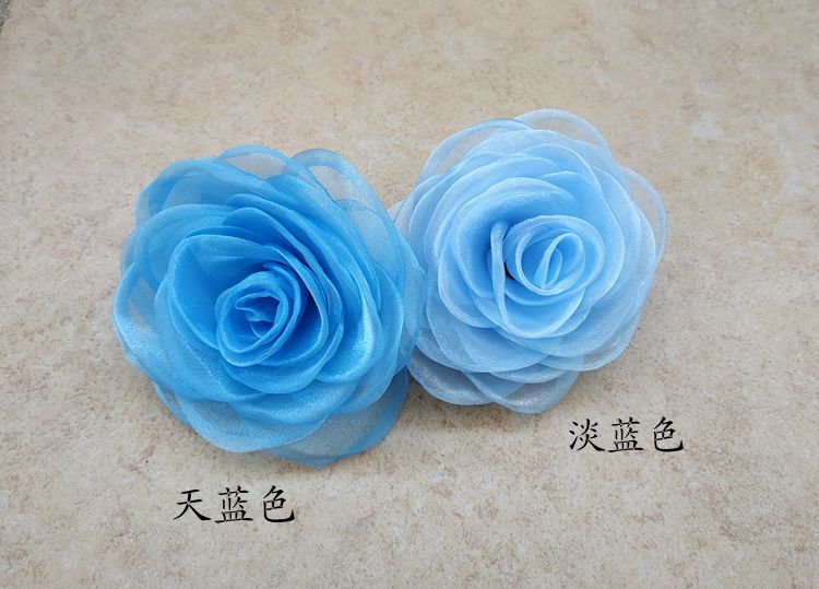 Hoa hồng crepe ren ba chiều thanh lịch Phiên bản Hàn Quốc của hoa làm bằng tay trâm hoa vải trâm Rượu vang đỏ sapphire cài áo