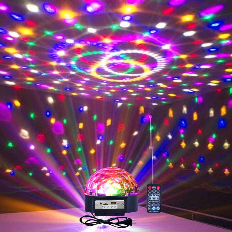 Seven Colored Lights Rotating Little Magic Ball LED Stage Light Music Fans You Shake Your Head RGB Discoloration Second Turn KTV Light Bar Lights