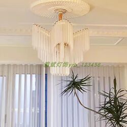 French-Style Light Luxury Crystal Chandelier for Living Room, Dining Room, Bedroom, Four-Leaf Clover Staircase, Glass and Glazed Lighting Fixtures, Villa Lighting
