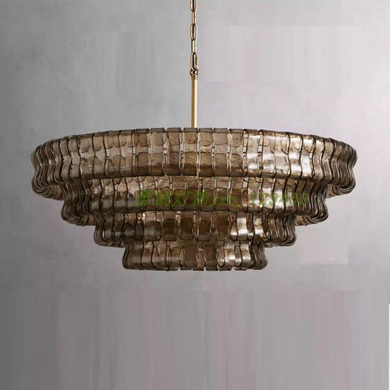 French glass living room and dining room chandelier