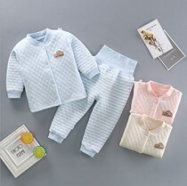 Male and female childrens high waist belly warm suit Baby color cotton underwear set can open the file 1 baby cotton underwear 0-3