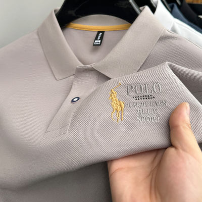Summer pure cotton men's short-sleeved T-shirt 2024 new style Paul POLO shirt Men's casual lapel embroidered half-sleeved top