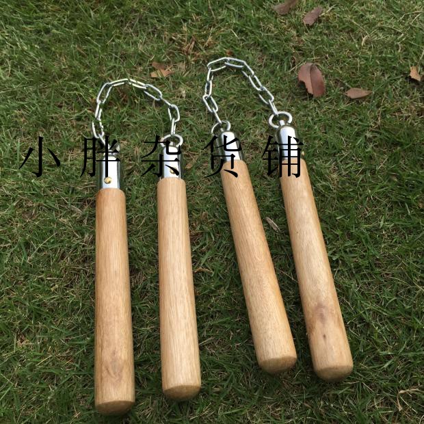 Solid wood double-cut stick wood double-section stick log small number two-section stick performance steel chain real combat practice training