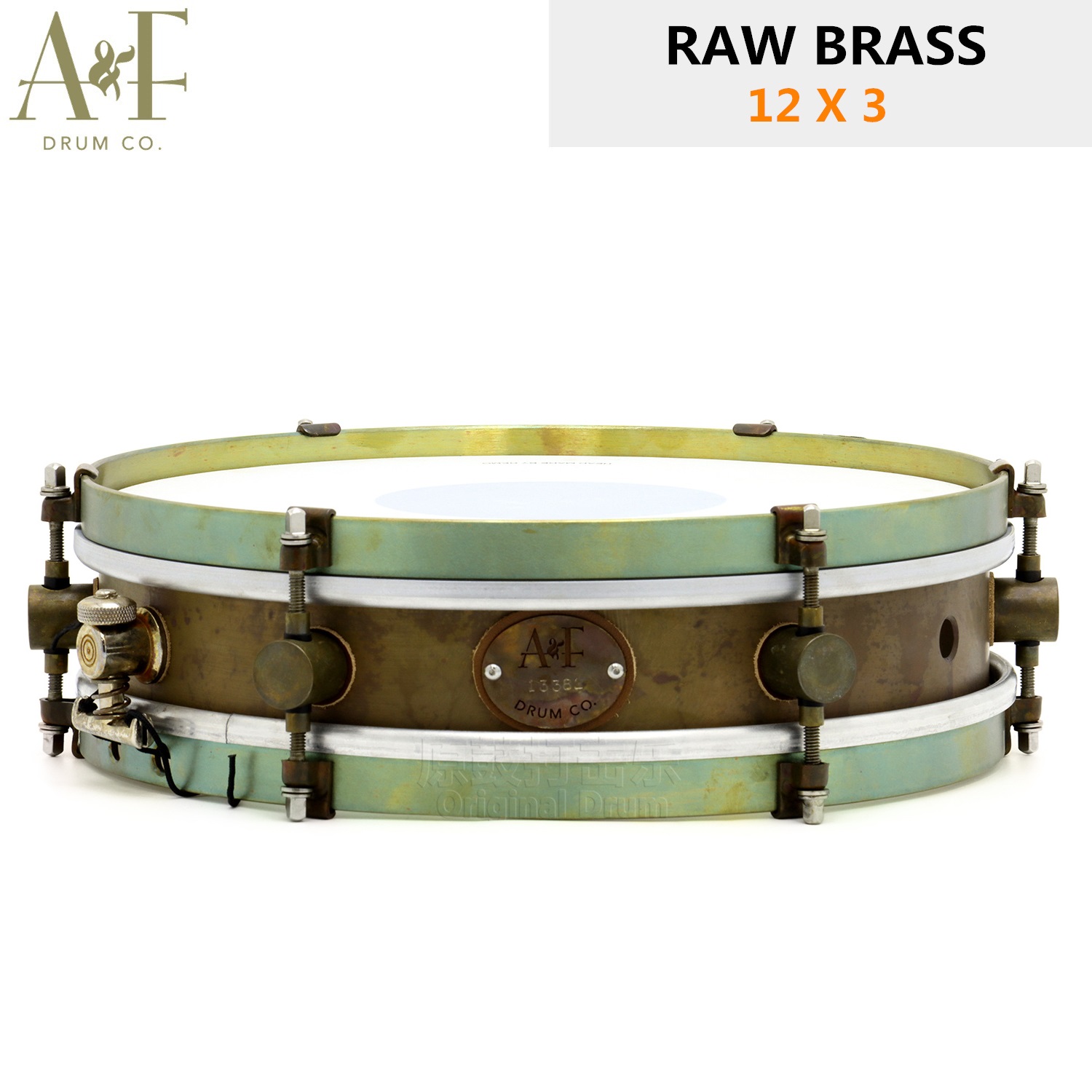 (Original Drum Percussion) AF Army drums A-F Metal brass 12x3 Raw brass rude boy retro to be old