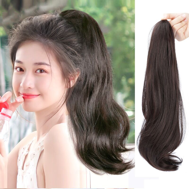 The real hair wig female summer grab clip wave 50 high horse tail natural tied micro - tail fake horse tail