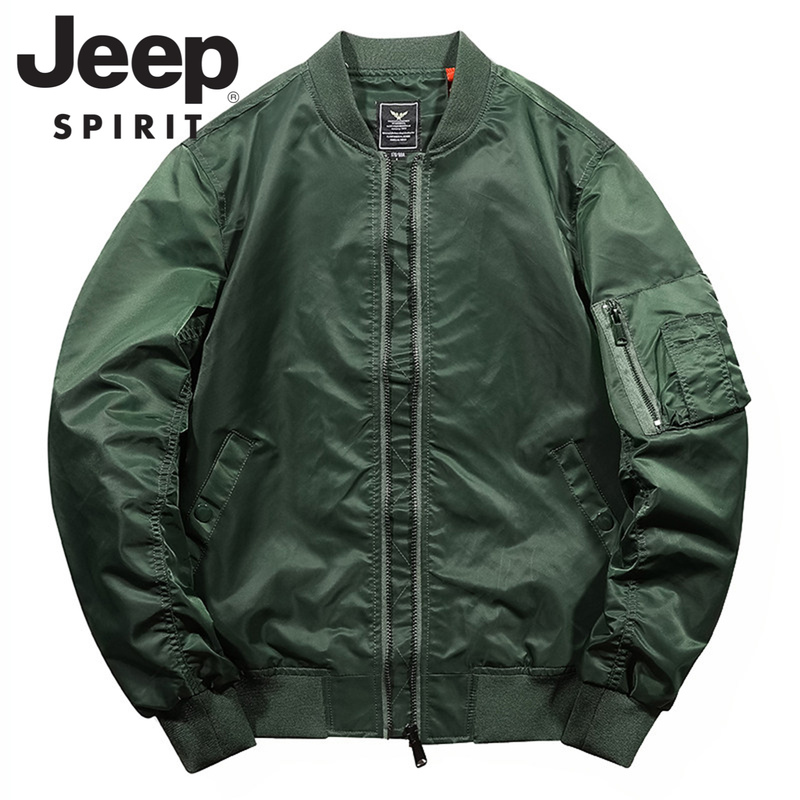 Jeep Spirit Stand-Up Collar Bomber Jacket Men's Spring and Autumn Loose Casual Army Green Baseball Jacket Jeep Spirit Stand-Up Collar Bomber Jacket Men's Spring and Autumn Loose Casual Army Green Baseball Jacket