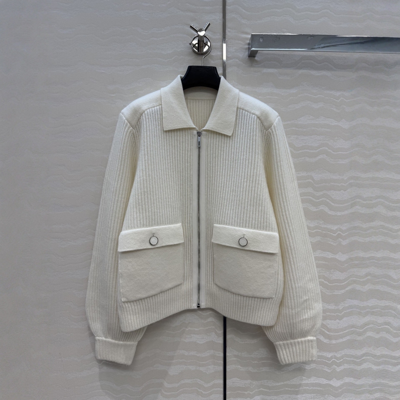 Nanyou Haute Couture Original Quality 26 Fall/Winter New Leather Patchwork Lapel Zipper Cashmere Knit Jacket for Women Nanyou Haute Couture Original Quality 26 Fall/Winter New Leather Patchwork Lapel Zipper Cashmere Knit Jacket for Women