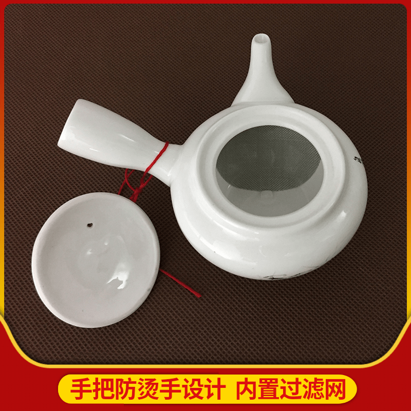 Ceramic side to take the teapot long handle with the handle with the filter white Porcelain Hand Grip Pot Kung Fu Tea Set Day Style Single Handle Bubble Teapot