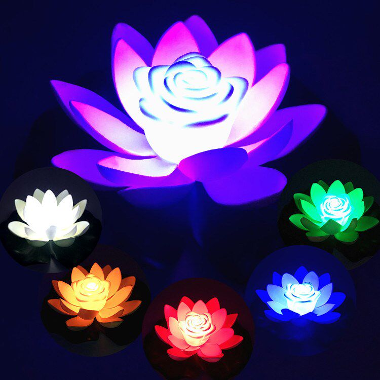 Светодиодная лампа lotus, лампа lotus, лампа благословения и пожелания, украшение водного ландшафта, водонепроницаемая лампа lotus с батареей Изображение 1