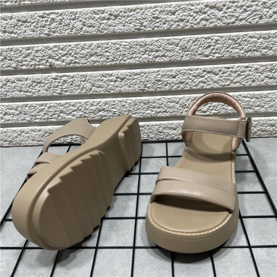 断码处理厚底轻便女鞋2024新款夏季真皮舒适罗马凉鞋女外穿妈妈鞋