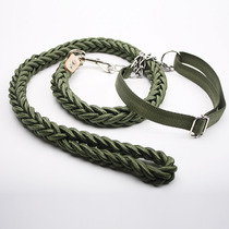 Army green nylon dog rope pet leash pet collar adjustable dog neck cover large dog medium dog