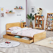 Solid wood Nordic childrens bed 1 5 m with triple draw Berwood bed Modern minimalist Single beds 1 2 m Fields Garden 1 m beds