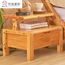  Pure solid wood bedside table Bedroom full cypress light cabinet Bedside cabinet locker Chinese small cabinet Bedroom furniture
