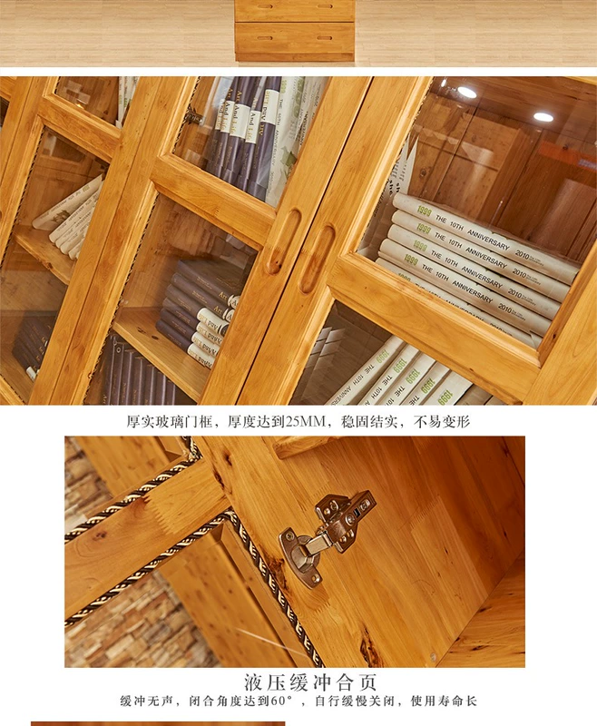 Cedar kệ góc gỗ tủ sách tủ khóa miễn phí kết hợp kệ sách với tủ kính cửa của Trung Quốc hiện đại - Buồng tủ quần áo bằng gỗ