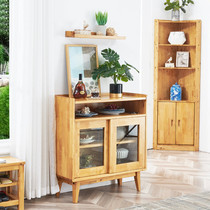 Solid Wood Dining Side Cabinet Nordic Living Room Tea Water Cabinet Moving Doors Kitchen Small Cabinets Modern Minimalist Lockers Berwood Furniture
